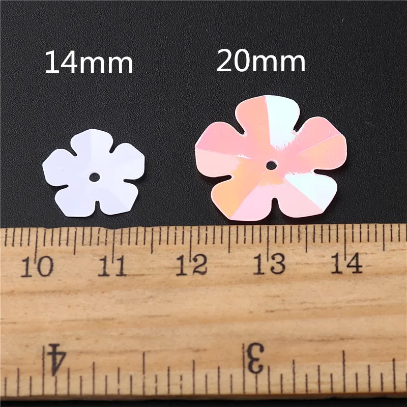 White Five Petals Flowers Sequins PVC Paillettes 10g/Bag 14mm/20mm Sewing Wedding Craft Garments DIY Accessories sequin embroidery accessories,sequin sewing accessories,sequins for crafts,sequins accessories