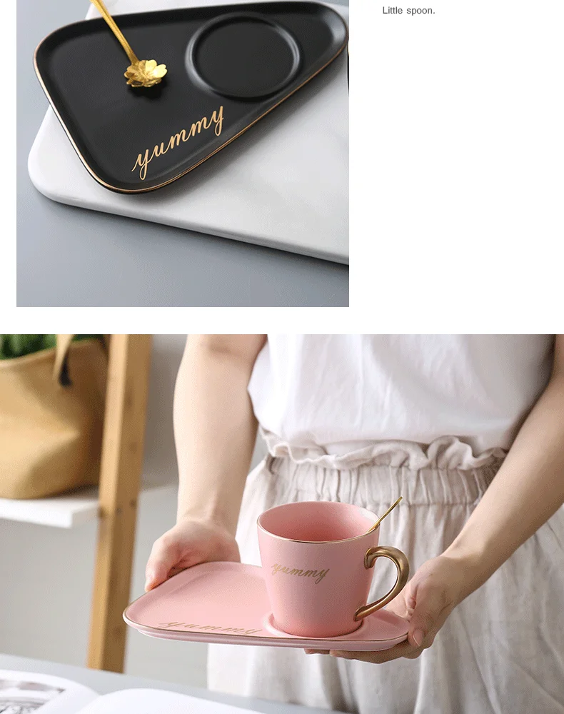 Чашка для кофе с золотым краем и блюдце, керамический домашний послеобеденный чайный набор, европейский стиль, маленькая Роскошная кофейная чашка и блюдце, набор
