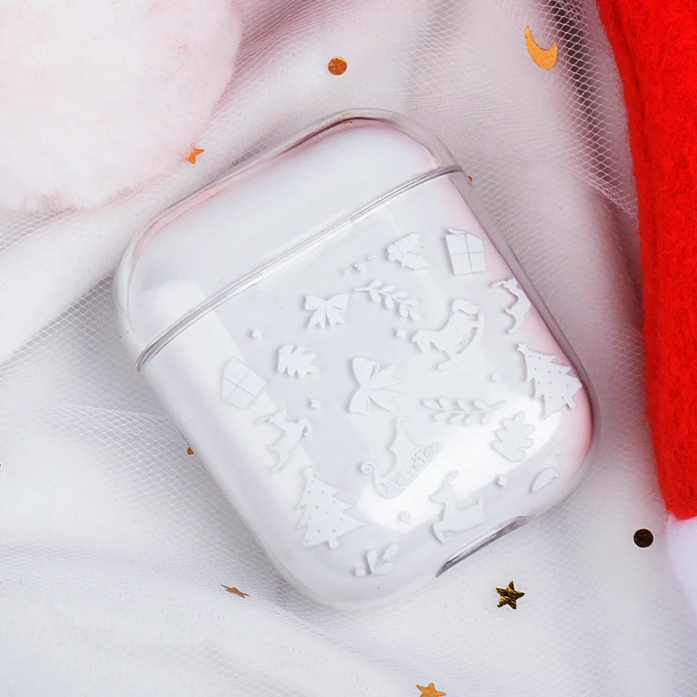 Рождественский чехол для наушников Apple Airpods, Жесткий Чехол для ПК Airpods 2 1, зарядная коробка, чехол, беспроводные bluetooth наушники чехол - Цвет: 06