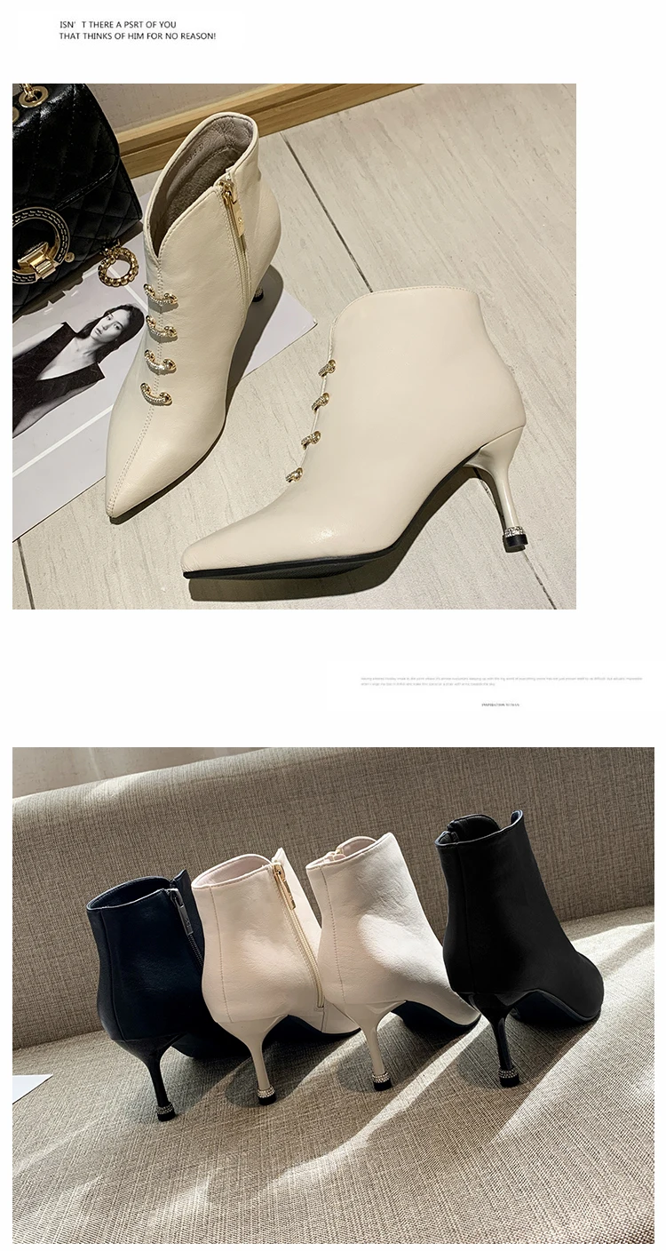 Ботильоны; женские пикантные вечерние ботинки с острым носком на тонком высоком каблуке 7 см; женская зимняя теплая обувь; Мода года