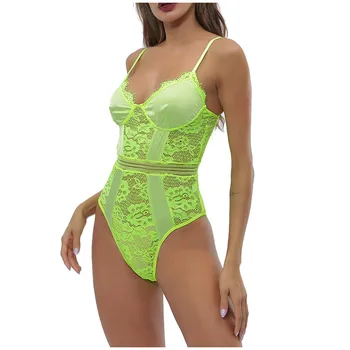 

Colorful Womans Teddies Lace Polyester Women's Perspective Playsuit Bodysuit Feminino Summer Romper Transparent Onesies Teddy