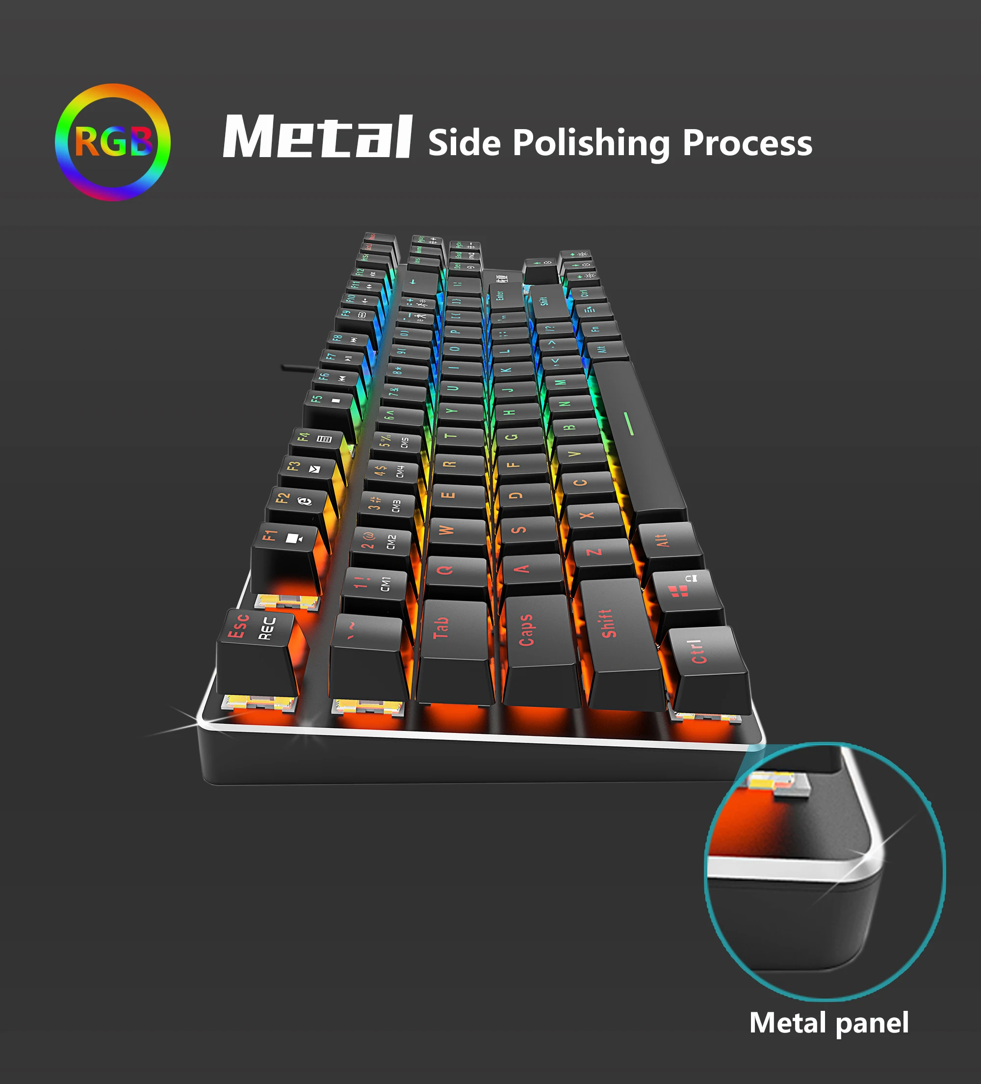 Клавиатура игровая Механическая Проводная с RGB подсветкой русская/английская