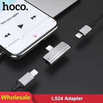 

HOCO LS24 31 pcs/Lots Wholesale Audio Adapter 2in1 Fast Charging Adapter for iPhone 11 Pro Max XS Max XR 8 6S Plus Support MIC