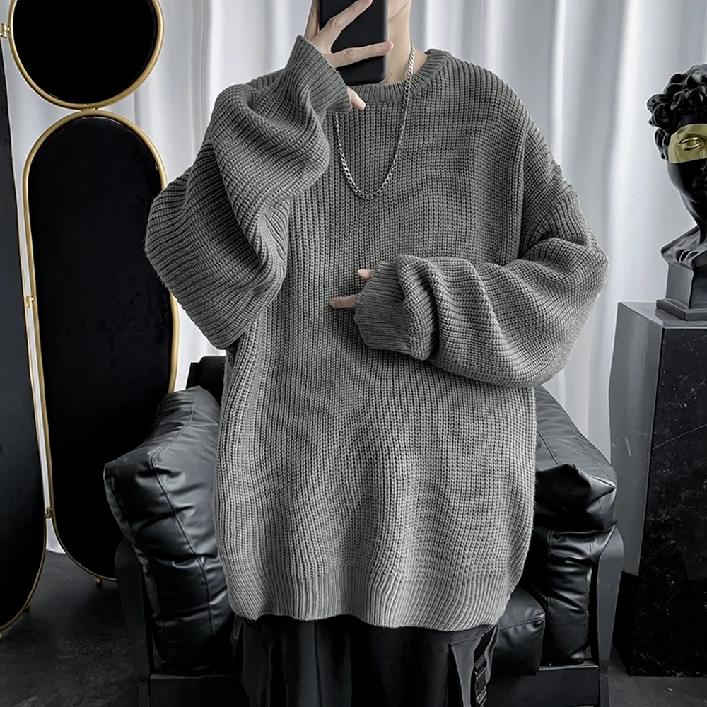 Men Korean Fashion Sweaters Solid Color 