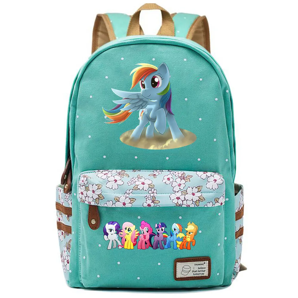 Christmas Cartoon Cutie My Little Pony Flowers Dot Boy Girl School bag Women Bagpack Teenagers Canvas Lady Femme Backpack