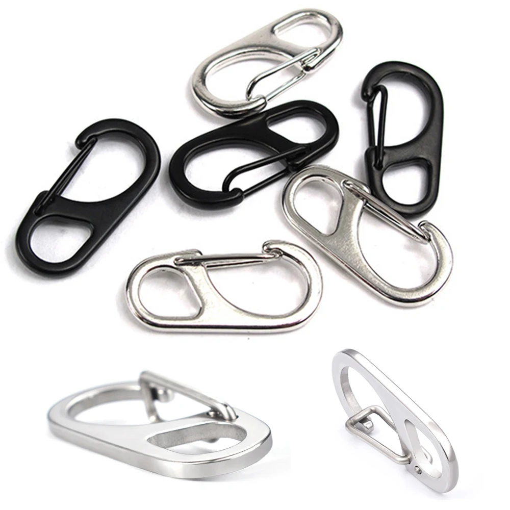 Stainless Steel Carabiner Key Chain Keyring Quickdraw Hanging Buckle Gray 