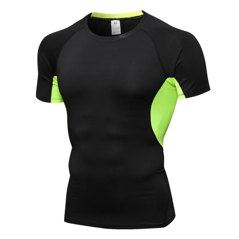 Мужская для спортзала Rashguard футболка с коротким рукавом быстросохнущая дышащая футболка с круглым воротником Спортивные топы эластичная рубашка для бега