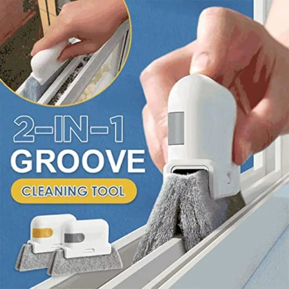 

2 in 1 Groove Cleaning Tool Window Frame Door Groove Cleaning Brush Sliding Door Track Cleaning Tools Hand-held Crevice Cleaner