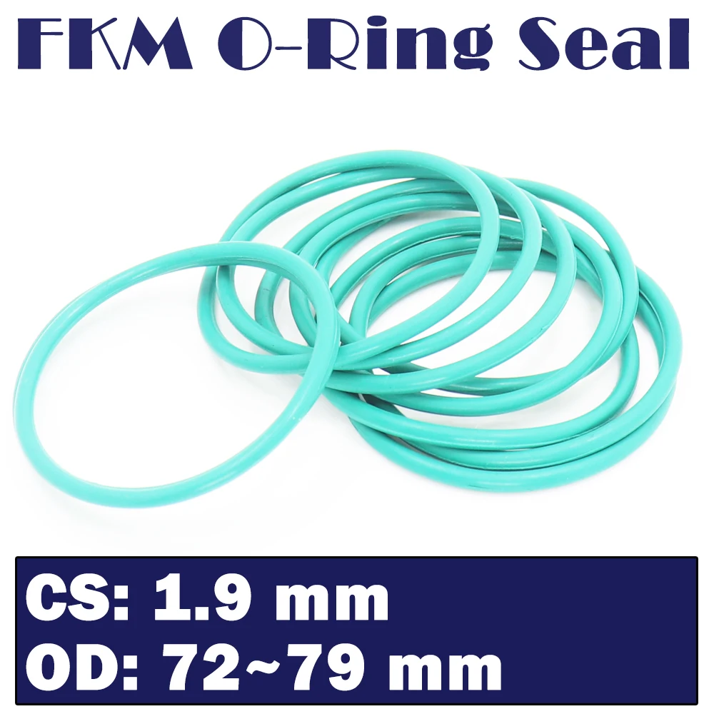 

CS 1.9mm FKM Rubber O RING OD 72/73/74/75/76/77/78/79*1.9 mm 30PCS O-Ring Fluorine Gasket Oil seal Green ORing