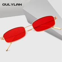 Oulylan маленькие Солнцезащитные очки женские винтажные прямоугольные солнцезащитные очки мужские ретро очки с металлической оправой