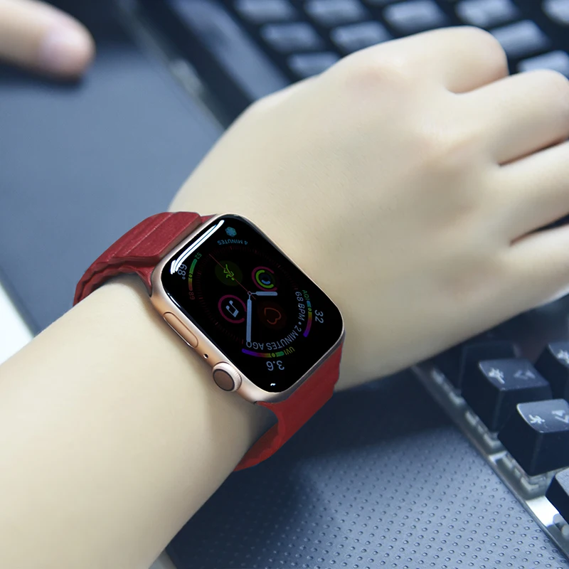 Кожаный ремешок для Apple Watch 44 мм/40 мм iWatch 5/4/3 ремешок 42 мм/38 мм браслет с магнитной застежкой серия 5 4 3 2 1