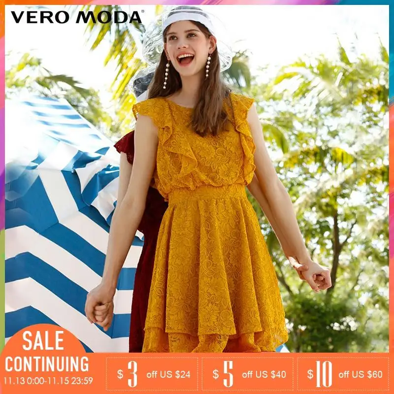 Vero Moda 2019 Новое весеннее летнее женское платье модное желтое без рукавов