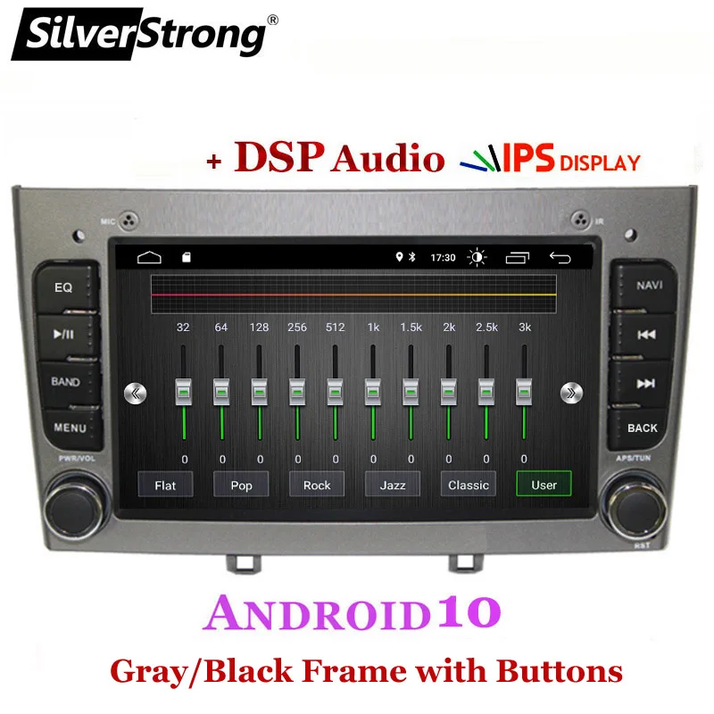 SilverStrong Android10 CarPlay для PEUGEOT 308 408 Navi радио GPS DSP два Din 32 Гб емкости серый черный