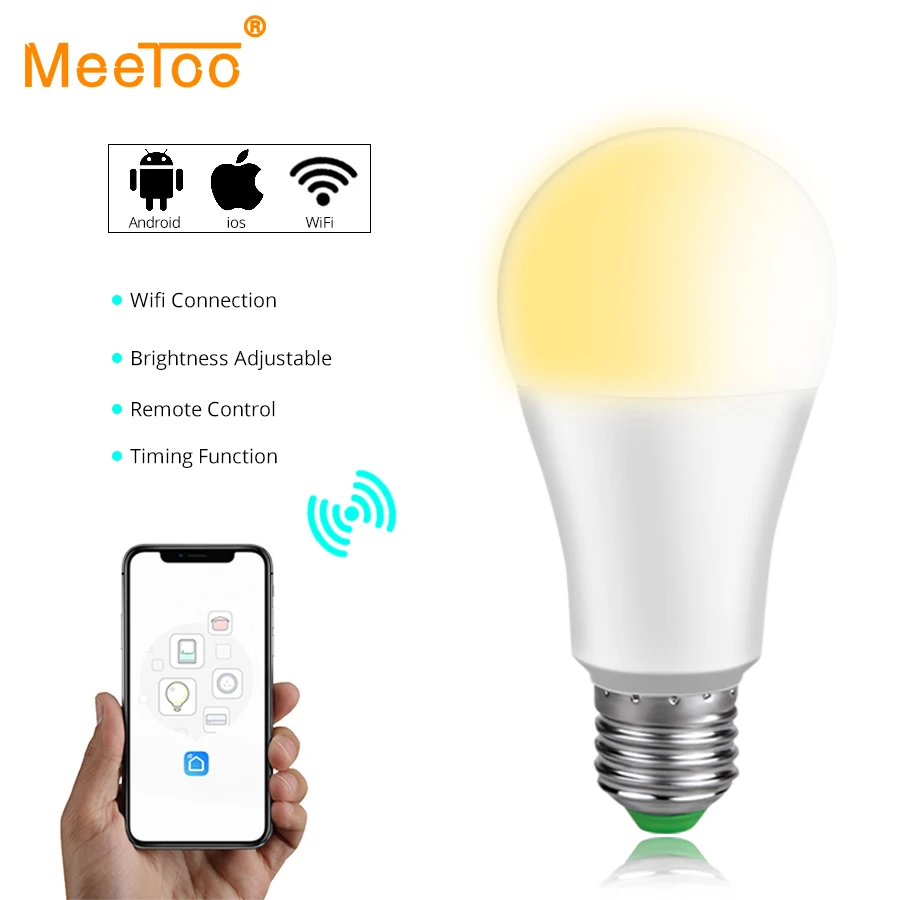 Смарт-лампочка WiFi B22 E27 светодиодный ночник 15 Вт приложение управление стол Luminaria