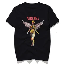 Уличная NIRVANA Футболка мужская хип-хоп цифровая печать черные белые футболки мужские s футболки Модная хлопковая Повседневная футболка с принтом