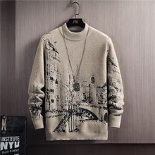 

Anime Pattern Pullovers Men Slim Sweaters Autumn Winter Thick Warm Men's Sweater 2021 Casual Round Collar Knitwear Sweater Mens