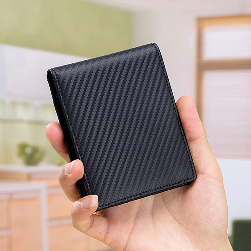 Teehon Carbon Fiber Leather Wallet Men Fashion Trifold Walle Rfid Coin  Pockets Purse Small Mini Card Holder Gift - Wallets - AliExpress