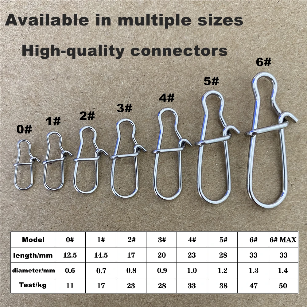 20pcs-100pcs strong Stainless Steel Fishing Connector Fast Clip