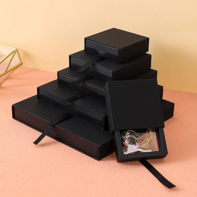 

Шкатулка для ювелирных изделий, подвесной ящик черного цвета из полиэтилена с тонкой пленкой, органайзер для ювелирных изделий, 12 штук
