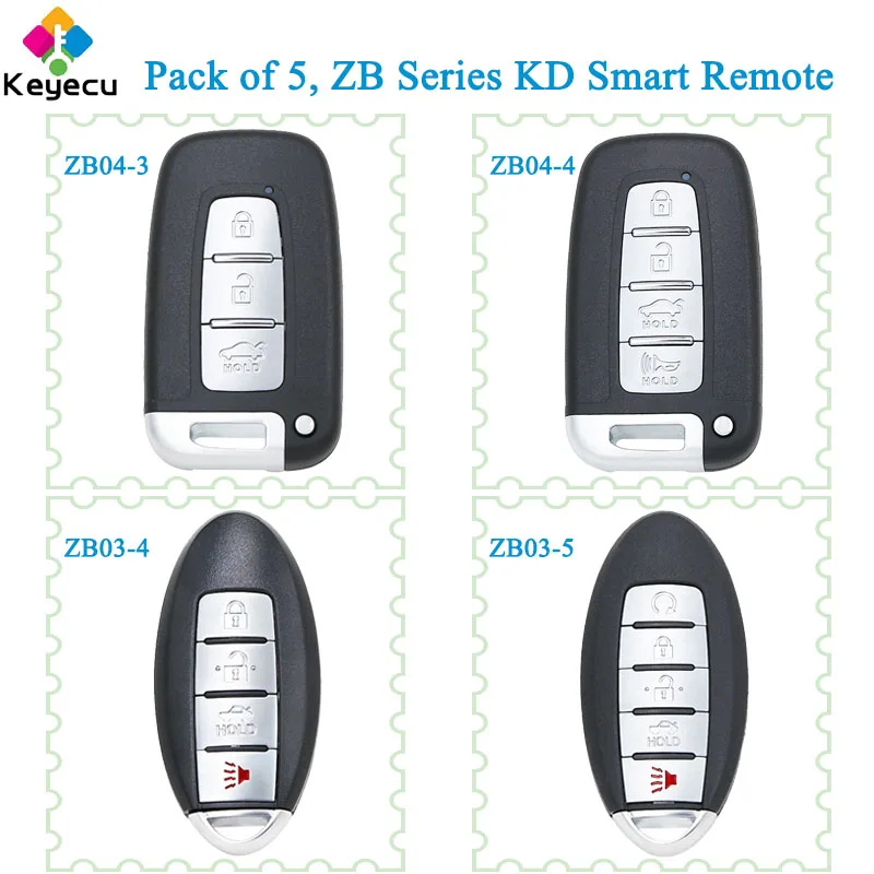 5 Pieces KEYDIY for Hyundai Kia for Nissan Infiniti ZB Series ZB04-3 4 ZB03-4 5 KD Smart Remote Car Key for KD-X2 Key Programmer