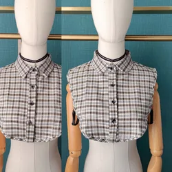 New Plaid Lapel Fake Shirt Collars Detachable Collar False Collar Woman Female Removable Half Shirt Sweater Accessories Faux Col