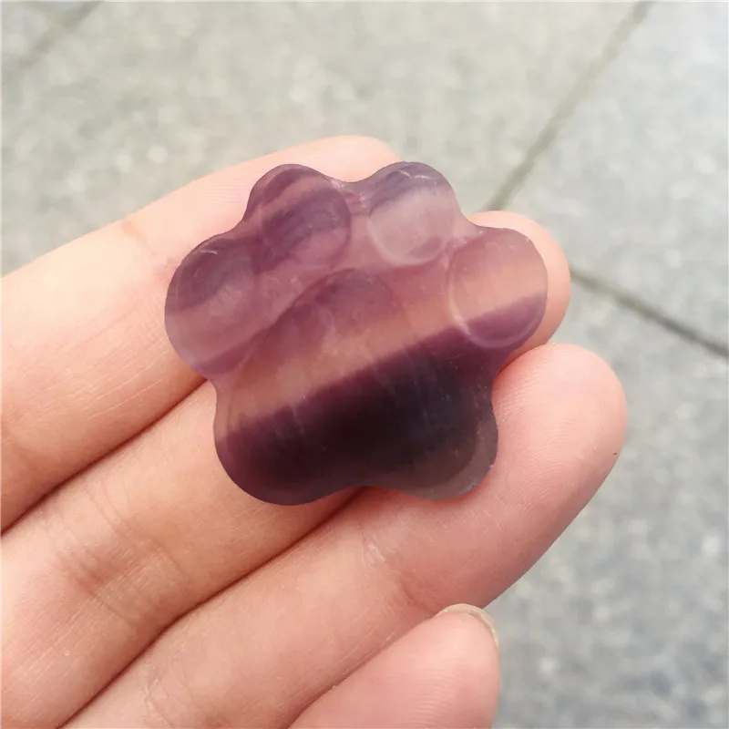 Natural Crystal fluorite cat paw footprints Pendant Hand Carved Quartz Crystal Lucky Charm Necklace Jewelry Gift 1Pcs