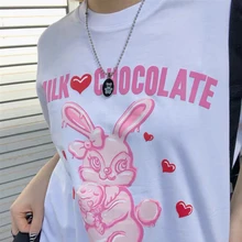 Special Offers harajuku vintage aesthetic gothic graphic punk clothes E-girl Y2K shirt Women's t-shirts korean style Black Oversize Hip Hop Top