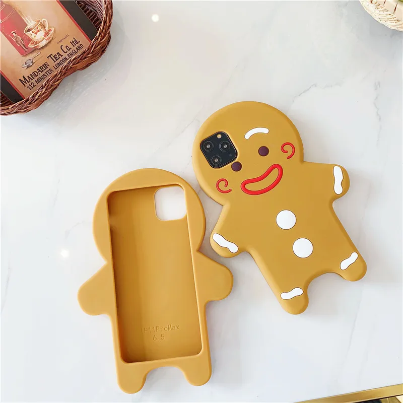 Чехол с милым 3D рисунком пряничного человечка для Apple iphone 6, 6 S, 7, 8 Plus, XS, 11 Pro Max, мягкий силиконовый чехол для телефона