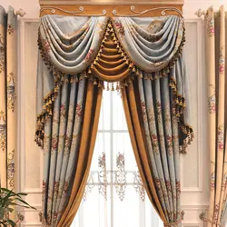 Европейское освещение вилла Роскошная сельская вышитая ткань штора занавеска Гостиная занавески для спальни