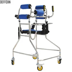Kid Standing Rehabilitative Rollator Walk Support 4-Wheel Aluminum Alloy Folding Walking Aid Children Hemiplegia Training Walker
