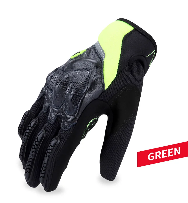 Полный палец moto rcycle перчатки сенсорный экран лампа-рефлектор moto s перчатки для верховой езды мужчины/женщины амортизация гонки guantes moto - Цвет: green