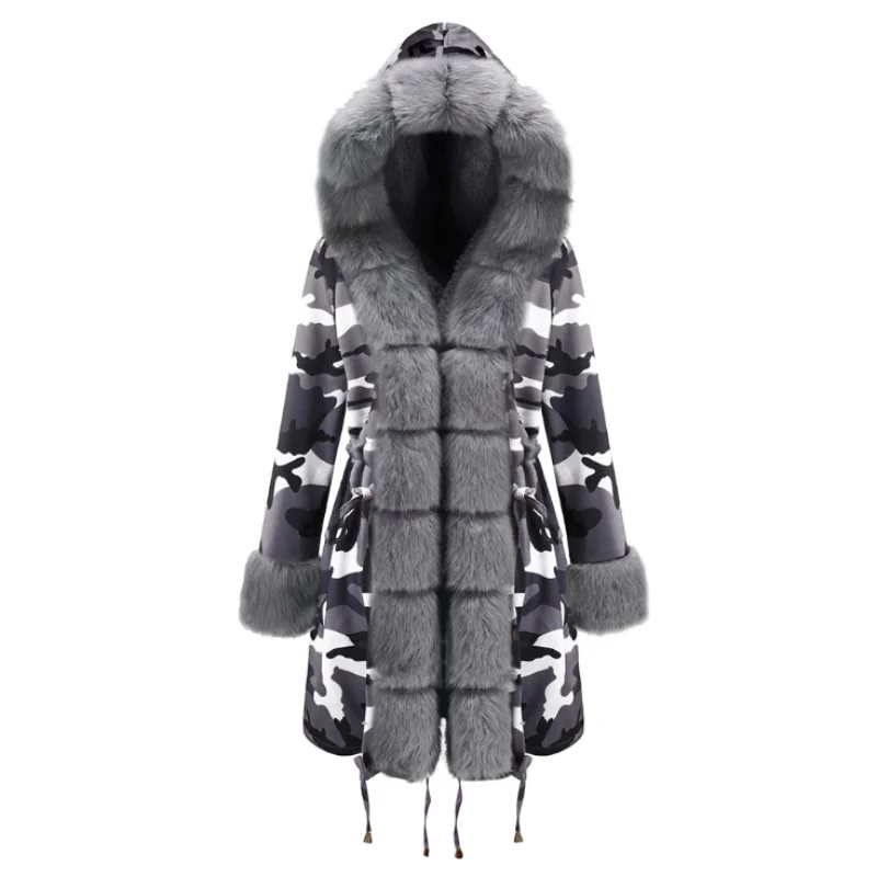 new fashion winter jacket women Imitation fur collar loose long parkas big fur outerwear