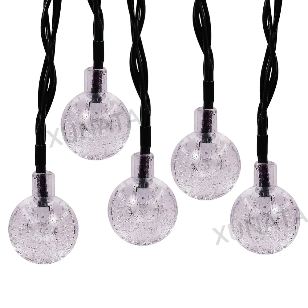 20LED 50LED 100LED строки солнечный светильник с хрустальным шаром Водонепроницаемый Солнечная Фея светильник ing Рождественский светильник для дома и сада праздничного декора