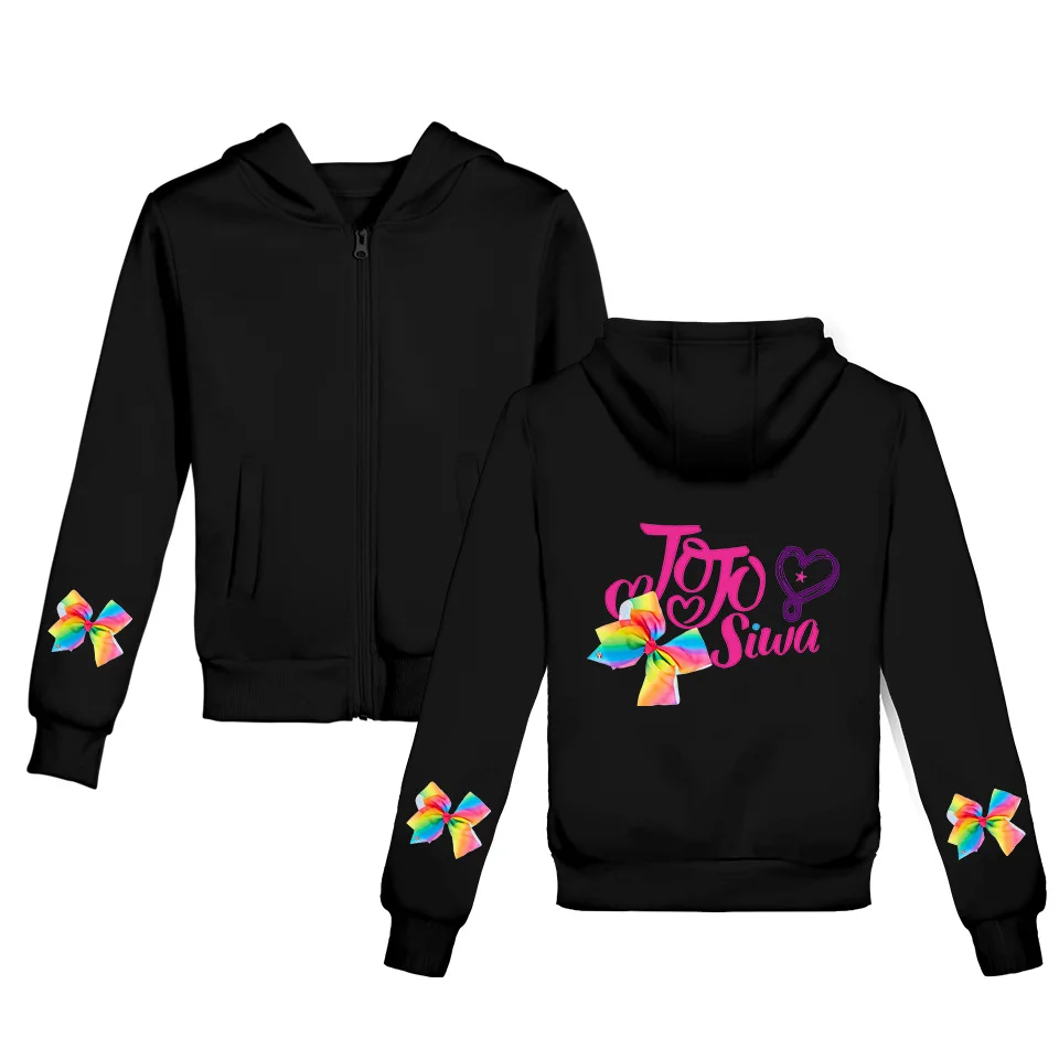 A JoJo Siwa/весенне-осенняя толстовка; пальто; толстовки на молнии с героями мультфильмов; хлопковые Теплые Топы с длинными рукавами; От 4 до 12 лет для девочек; подарки; Прямая поставка - Цвет: A