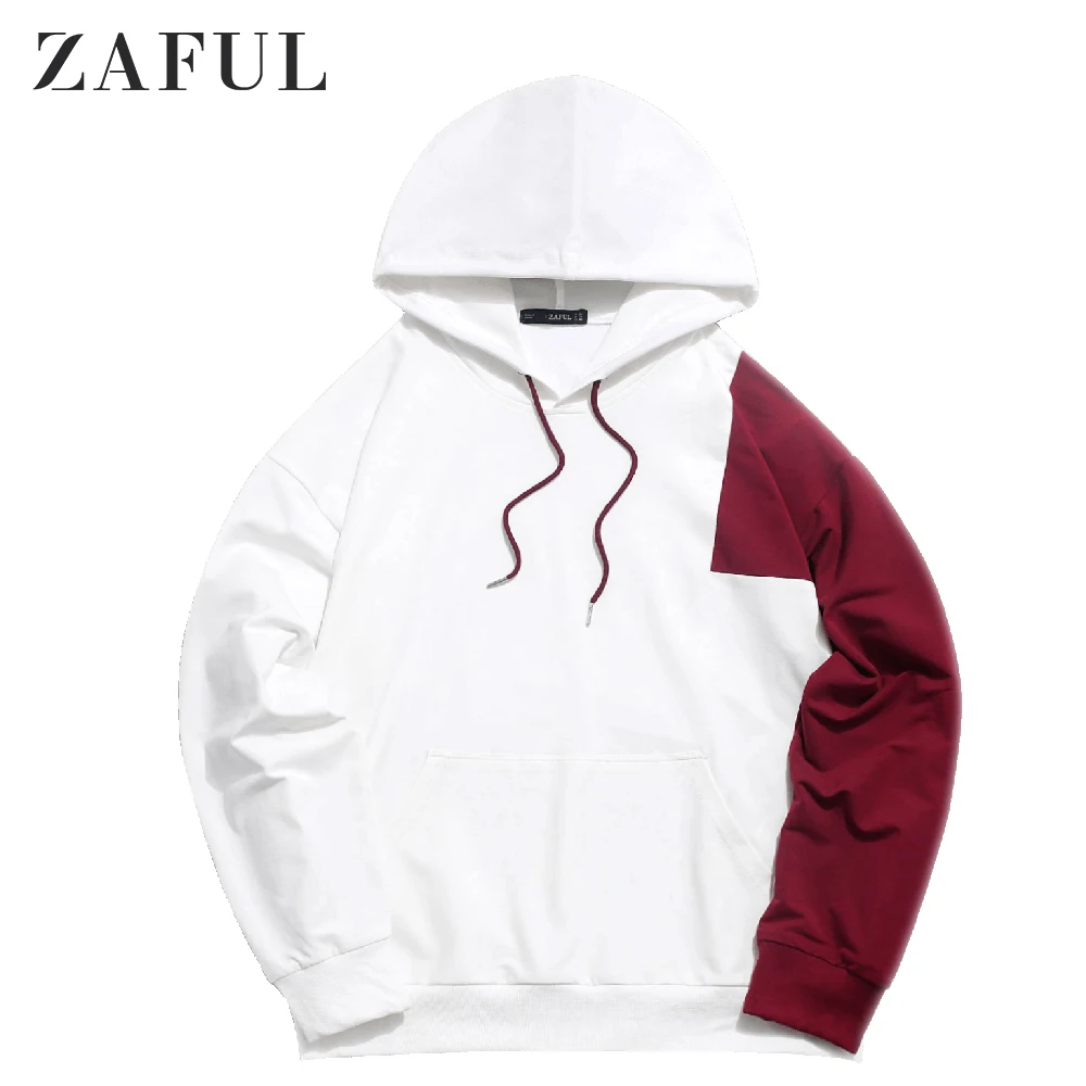 ZAFUL, хлопковые толстовки, Толстовка для мужчин/женщин, цветной блок, сплайсированный пуловер, кенгуру, карман, пуловеры, повседневная, хип-хоп, крутая уличная одежда