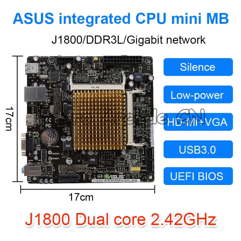 Motherboard for ASUS  J1800M-A M-ATX USB3.0 DDR3 J1900 VGA+DVI+HDMI Intel 