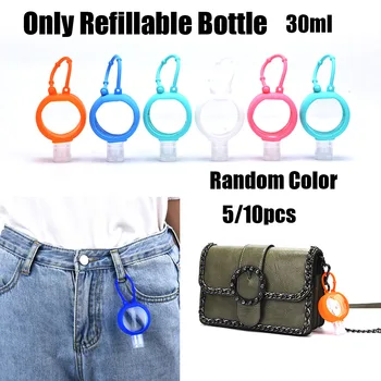 

5/10Pcs Silicone Refillable Bottle Cosmetic Container Empty Bath Shower Hand Sanitizer Bottle With Key Ring Portable Makeup Tool