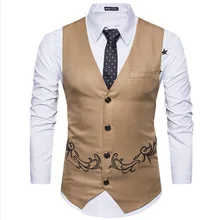 Стиль Повседневный модный жилет с вышивкой для мужчин тонкий женский мужской костюм жилет