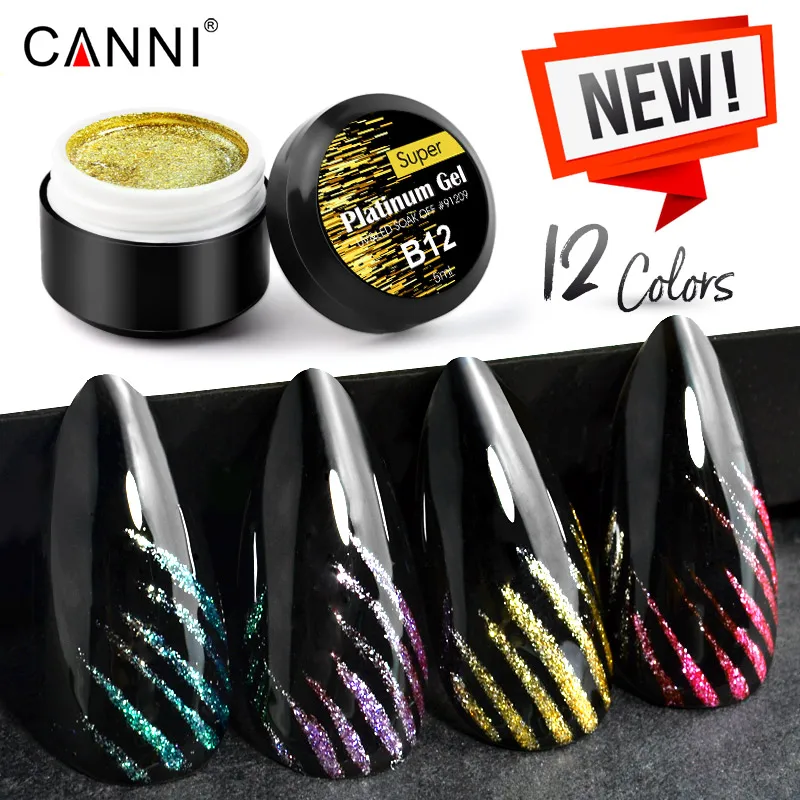 91209 CANNI Super Platinum Gel Polish 5ml Jar Manicure Nail Art Design UV LED Soak off Glitter Varnish Lacquer | Красота и здоровье