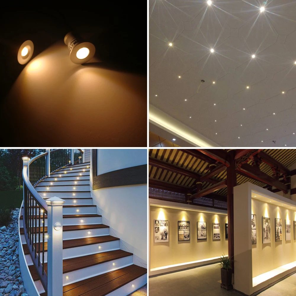 1W Mini LED Spotlight Ceiling Spot Light Recessed Downlight Showcase Kitchen Cabinet Stair Spot Light DC12V/3V Dimmable Foco Led