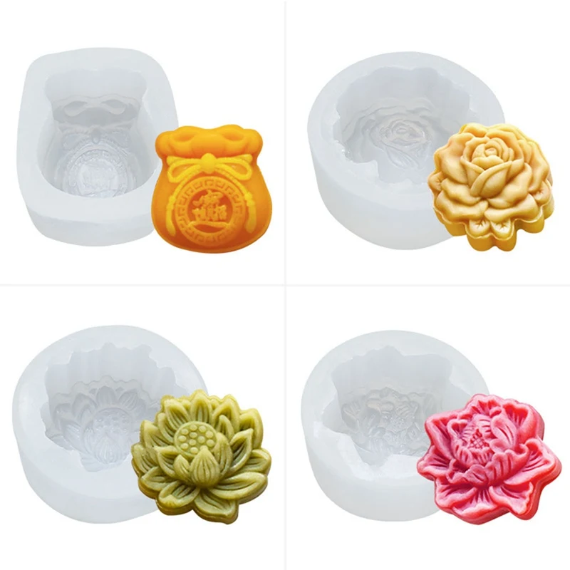 Moon Cake Soft Silicone Molds Handmade Soap LotusRose Flower Daisy Ice Cream Mold Fondant Chocolate Decorating Tool | Дом и сад