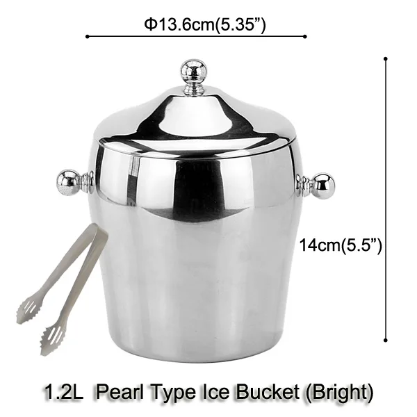 Из нержавеющей стали утолщенный двойной Portabl ведро льда с крышкой ручка двойной ушной барабан форма сохранение тепла бочка для шампанского - Цвет: 1.2L Pearl Bright
