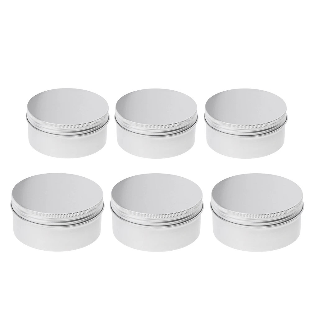 

6x Aluminium Empty Pot Candle Soap Jewelry Findings Jar Tins Box 200ml 250ml