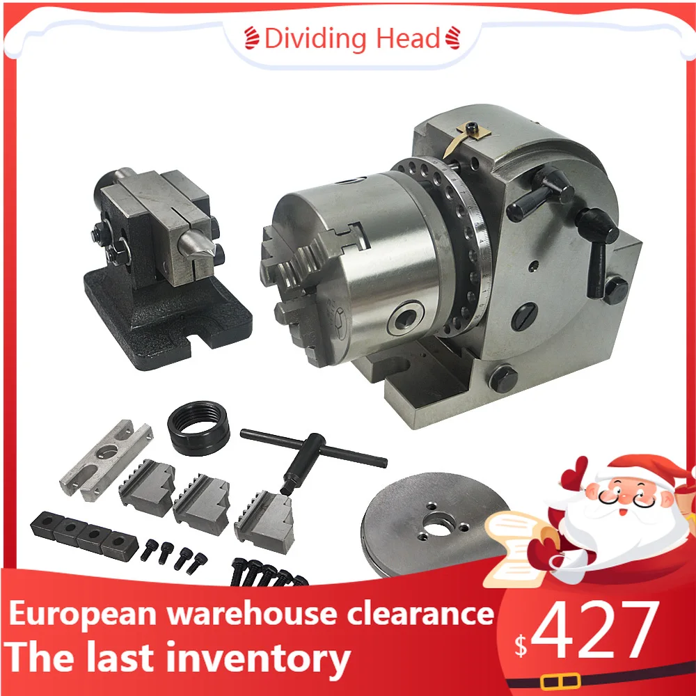 

Europe Stock BS-0 Dividing Head 5 inch Tailstock 3 Jaw Lathe chuck 125mm Precision Semi Rotary Axis for CNC Milling Machine
