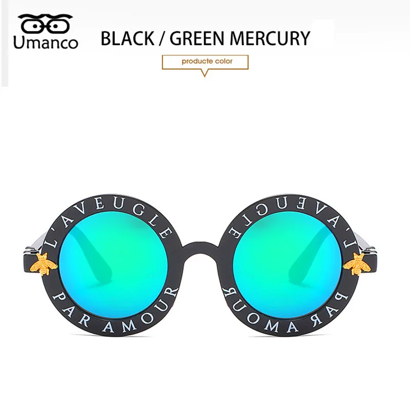 Umanco новые круглые детские солнцезащитные очки с Пчелой для детей, PC оправа, PC линзы, модный бренд, милые детские пляжные аксессуары для путешествий, подарки - Цвет линз: 04