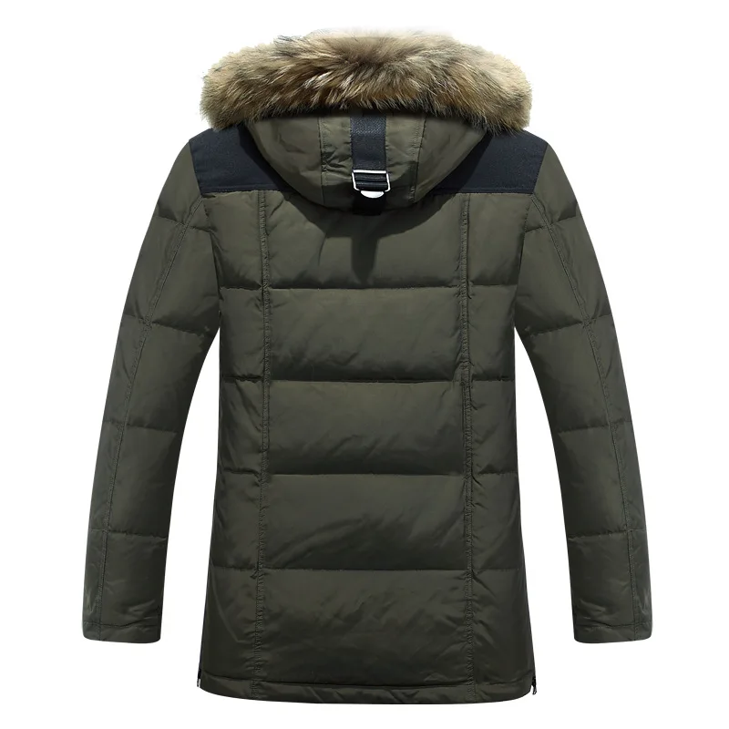 40 градусов морозостойкий Россия зимняя мужская куртка наивысшего качества натуральный меховой воротник толстый теплый белый утиный пух мужское зимнее пальто