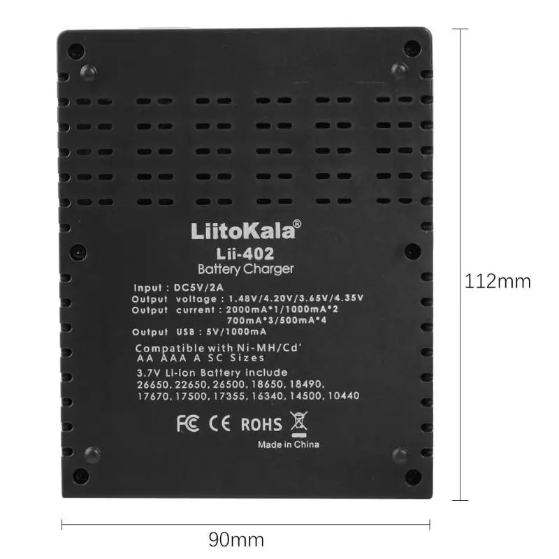 Lii-402 4 слота Смарт зарядное устройство ж/power Bank USB выход для 18650 26650