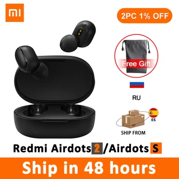 

New Original Xiaomi Redmi Airdots 2 TWS Noise reduction Bluetooth Earphone Stereo bass 5.0 With Mic Handsfree Earbuds AI Control