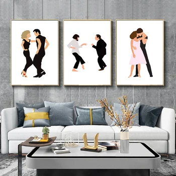 

Modern Funny Pulp Fiction Art Posters Nordic Classic Movie Posters Abstract Minimalist Canvas Painting Dancing Wall Art Pictures