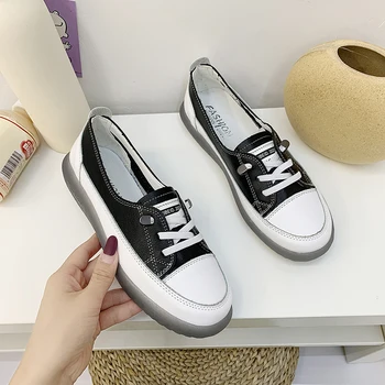 

2020 Women White PU Leather Shoes Spring Lace Up Casual Shoes Woman Comfortable Female Shoes Fashion Women's Vulcanized Shoes